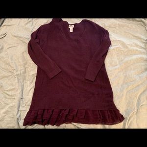 Soft Surroundings Wine Color Sweater Chiffon Hem
